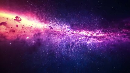 Poster - Explore the vastness of a beautiful galaxy with vibrant colors and deep cosmic textures in space, galaxy space background video with abstract beautiful ing