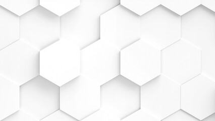 Poster - White hexagons geometric background, minimal honeycomb pattern wallpaper.