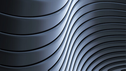 Poster - Abstract striped background, wavy dark gray stripes pattern, interesting spiral architectural minimal wallpaper.