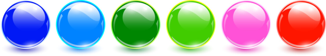 Aufkleber - Multicolored glass balls, 3D shiny spheres set.