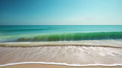 Wall Mural - Beautiful seamless timelapse view of tranquil beach under clear blue sky and gentle waves, beautiful view on the beach seamless ing timelapse virtual video Background