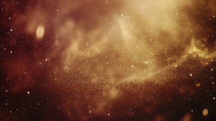 Poster - Golden cosmic nebula with swirling dust and stars