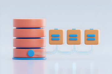 Poster - Abstract 3D Render of Database Server and Data Cubes