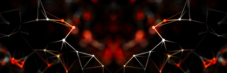 Leinwandbilder - Technology background. Honeycomb concept. Big data. Hexagonal space with connected dots and lines. 3d