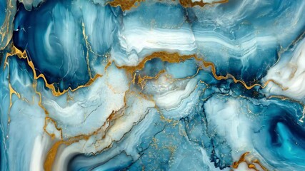 Poster - elegant abstract marble wallpaper design featuring luxurious blue and gold patterns for sophisticate