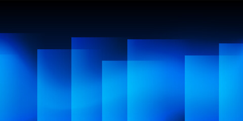 Poster - a modern abstract design featuring a smooth blue gradient background with overlapping transparent sq