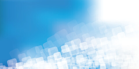 Poster - A soft abstract vector background with overlapping, translucent rounded squares in blue and white tones on a light backdrop. Creates a calm, ethereal texture with a sense of depth and serenity.