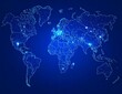 © Shahid Ashraf  - Global Network Connections Illuminated World Map, Digital Interconnectivity