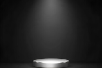 Aufkleber - Elegant 3d rendered podium for product display with dramatic spotlight effect on black backdrop presentation template