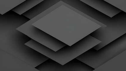 Poster - Abstract geometric dark gray background with layered squares creating a sense of depth and shadow suitable for modern design and conceptual projects