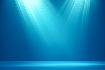 Aufkleber - Abstract blue background with light beams creating a stage or showcase for design and presentation