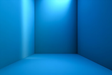 Fototapete - Abstract blue rendered interior room empty space with soft shadows and ambient lighting modern minimalist backdrop design