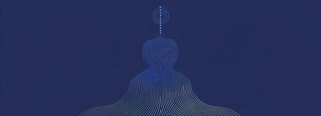 Poster - Contoured figure with emanating lines and celestial motif represents spirituality and human connection