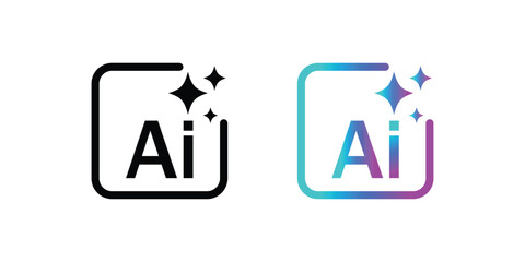 Fototapete - Generative AI logo icon with star and square icon. Artificial intelligence and Machine learning sign icon concept. Tools for generate from the text. Icon element for app and web.