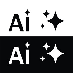 Fototapete - Generative AI logo icon with star and square icon. Artificial intelligence and Machine learning sign icon concept. Tools for generate from the text. Icon element for app and web.