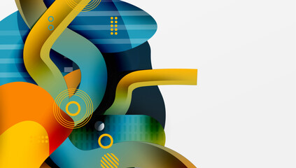 Aufkleber - Abstract design features flowing shapes, vibrant colors. Overlapping layers create dynamic visual experience. Modern, artistic composition.