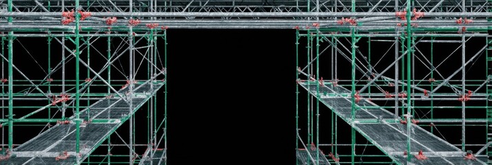 Poster - Industrial Scaffolding Structure With Clear Central Zone for Construction Projects and Activities in Commercial Spaces
