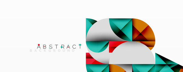 Aufkleber - Modern geometric design. Colorful triangles form abstract shapes over white background. Minimalist style, clean lines, vibrant hues.