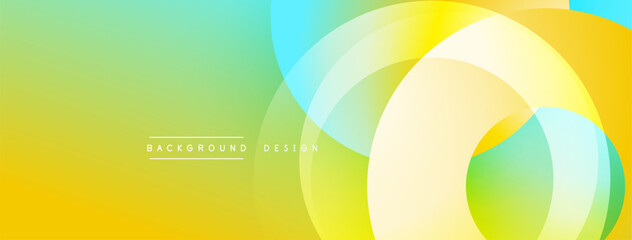 Aufkleber - Abstract vibrant background. Overlapping circles create dynamic visual effect. Yellow, green, blue hues blend smoothly. Modern design element.