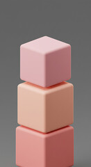Poster - Stack of Three Pastel Colored Cubes Minimalist Product Display Abstract Geometric Shapes