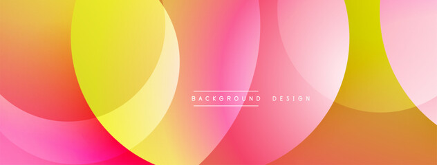 Aufkleber - Abstract vibrant circles overlap. Pink, yellow, orange hues create dynamic visual effect. Modern design element for backgrounds.