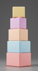 Poster - Stack of Pastel Colored Cubes Abstract Geometric Shapes Minimalist Design Product Display