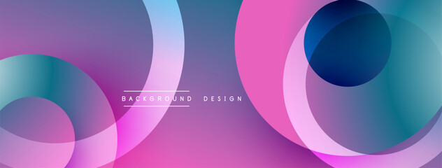 Aufkleber - Abstract flowing shapes, vibrant pinks, blues create modern background. Smooth gradients, overlapping circles suggest dynamic movement.