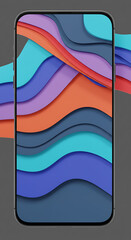 Poster - Abstract Colorful Waves Smartphone Wallpaper Modern Digital Background Design