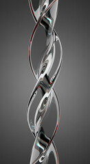 Poster - Abstract Glass Spiral Double Helix Transparent Reflective Modern Design 3D Render