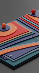Poster - Abstract Layered Geometric Shapes Colorful 3D Design Modern Background