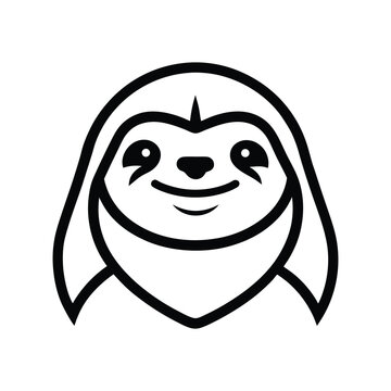 a black outline vector of sloth head.eps