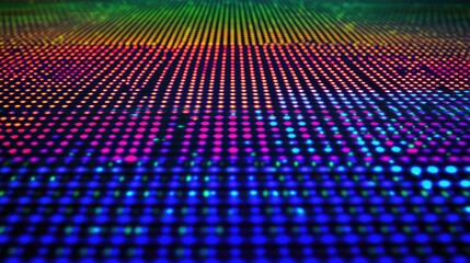 Poster - Colorful, vibrant dot matrix pattern receding into the distance, creating a dynamic, energetic visual effect