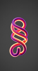 Poster - Abstract Glowing Spiral Design Neon Purple and Orange Swirls 3D Render
