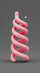 Poster - Abstract Pink Spiral 3D Render Modern Geometric Design Minimalist Swirl Glossy Texture