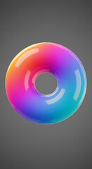 Poster - Vibrant Rainbow Torus Colorful 3D Render Geometric Shape Abstract Background