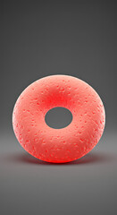 Poster - Abstract Coral Pink Donut Shape 3D Render Textured Torus Geometric Design Element