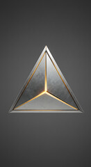 Poster - Illuminated Metal Triangle Geometric Abstract Design Modern Architecture 3D Render