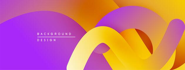 Fototapete - Abstract gradients create flowing shapes. Purple, orange, yellow hues blend smoothly. Modern design element for backgrounds.
