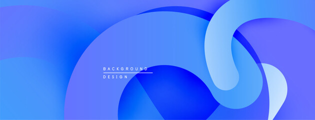 Fototapete - Abstract blue background. Overlapping shapes create smooth gradients, modern design. Minimalist aesthetic, vibrant colors.