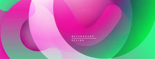 Fototapete - Abstract vibrant layers create dynamic composition. Pink, purple, green hues blend seamlessly. Modern design element for backgrounds.