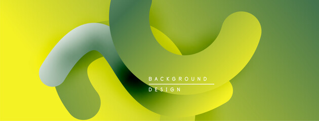 Fototapete - Abstract fluid shapes, vibrant green yellow gradient. Modern design element, smooth curves, layered effect. Minimalist composition.