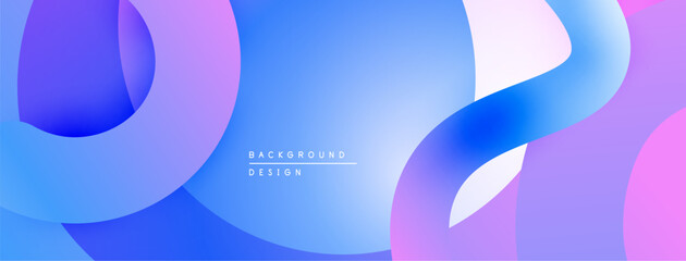Fototapete - Abstract fluid shapes, vibrant blue, purple hues. Modern design, smooth gradients create dynamic composition. Minimalist aesthetic.