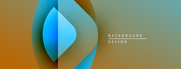 Fototapete - Abstract design features layered shapes, vibrant colors. Gradient blends create modern visual effect. Text reads background design.