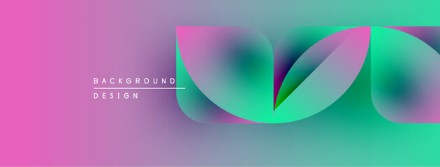 Fototapete - Abstract flowing ribbons, vibrant pinks, blues, greens. Modern design, smooth gradients create dynamic visual effect. Background element.