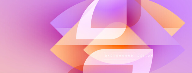 Fototapete - Abstract geometric shapes overlap, creating vibrant pink, purple, orange gradients. Modern design element for backgrounds, presentations.