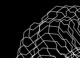 Leinwandbilder - Vector symmetrical pattern of thin white broken lines on a black background. Modern swirling design element, for backgrounds, presentations, posters. Modern background with space for text. Frame, grid