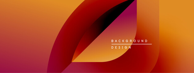 Fototapete - Abstract gradient background. Orange, red hues blend smoothly. Overlapping shapes create dynamic visual effect. Minimalist design.