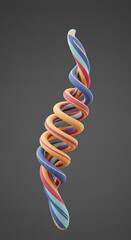 Aufkleber - Abstract Colorful Spiral Design Swirling 3D Render of Intertwined Stripes