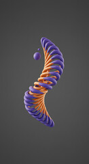 Poster - Abstract 3D Render Intertwined Purple and Orange Spiral Forms with Floating Spheres
