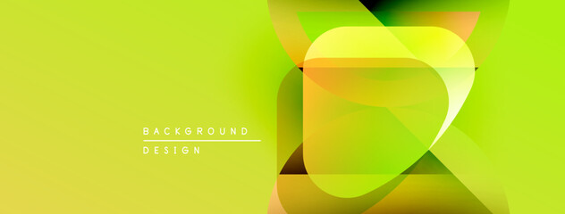 Leinwandbilder - Abstract geometric design. Bright yellow, green hues blend. Modern style, dynamic composition, smooth gradients present. Minimal text elements visible.